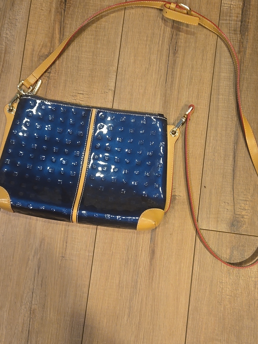 Arcadia Italian Crossbody Bag Navy Bue - Picture 2 of 8